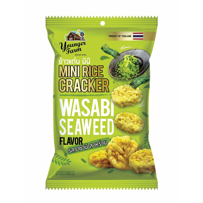YOUNGER FARM WASABI SEAWEED MINI RICE CRACKER 60G