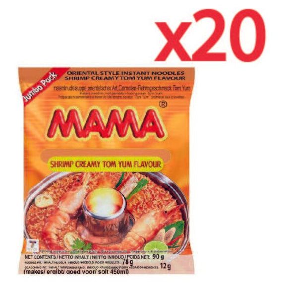 MAMA TOM YUM CREAMY SHRIMP NOODLE, Case of 20 X 90G