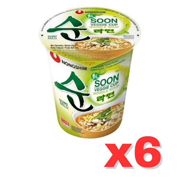 NONGSHIM SOON VEGGIE CUP NOODLE 67G, CASE OF 6 (BBD 22/05/2025)