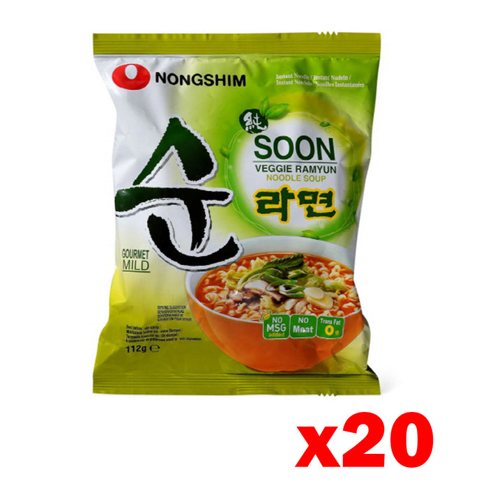 NONGSHIM SOON VEGGIE RAMYUN NOODLE, CASE OF 20