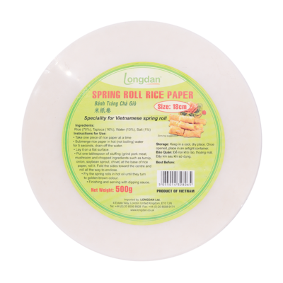 LONGDAN SPRING ROLL RICE PAPER 18CM - 500G