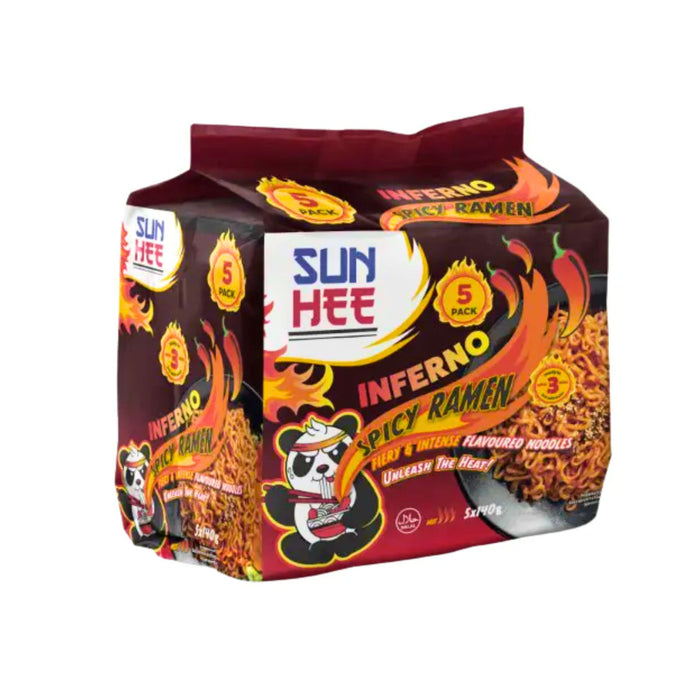 SUN HEE INFERNO SPICY INSTANT RAMEN 140G, PACK OF 5