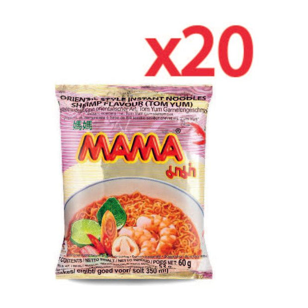 MAMA SHRIMP TOM YUM ORIGINAL NOODLE, Case of 20