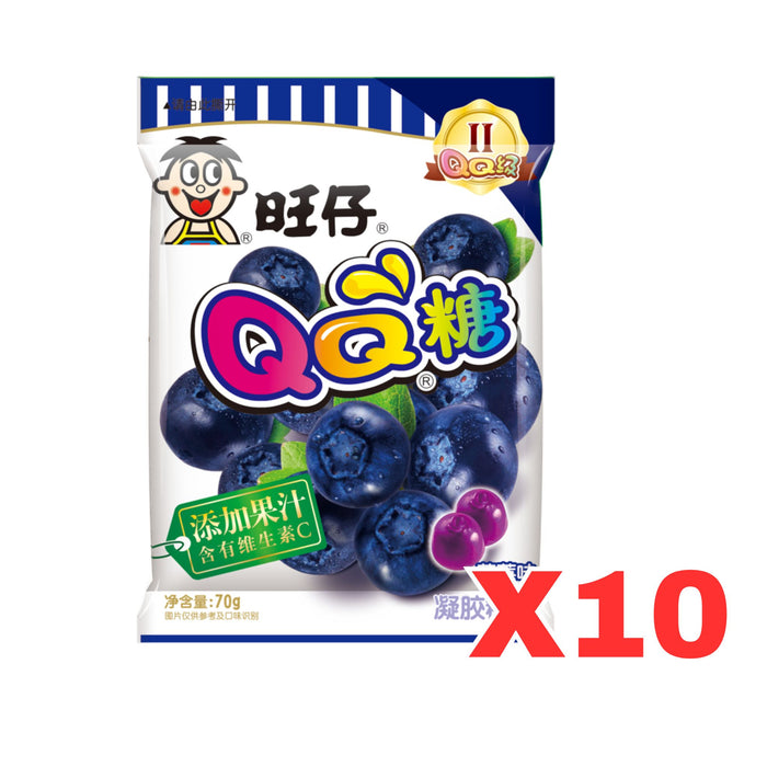 WANT WANT QQ BLUEBERRY SOFT CANDY, CASE OF 10 旺仔QQ糖(藍莓味) (BBD 22/05/2025)
