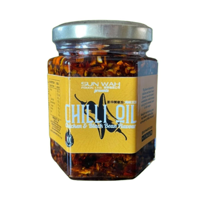SUN WAH CHICKEN & BLACK BEAN CHILLI OIL 160G 新華辣椒油 雞味豆豉