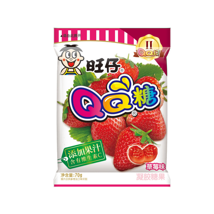 WANT WANT QQ STRAWBERRY SOFT GUMMY CANDY 70G 旺仔QQ糖(草莓味) (BBD 22/02/2025)