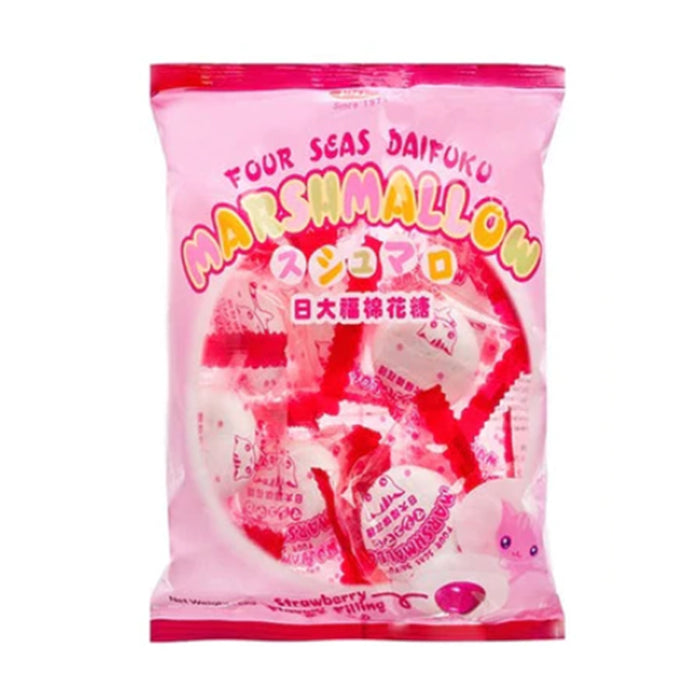 FOUR SEAS DAIFUKU MARSHMALLOW STRAWBERRY - 58G 四洲草莓味夾心棉花糖