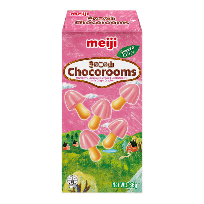 MEIJI STRAWBERRY CHOCOROOMS BISCUIT CRACKER 36G