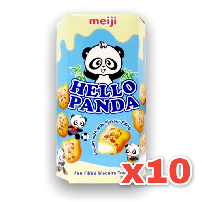MEIJI HELLO PANDA MILK CREAM BISCUIT, Case of 10