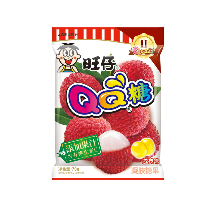 WANT WANT QQ LYCHEE SOFT GUMMY CANDY 70G 旺仔QQ糖(荔枝味) (BBD 21/05/2025)