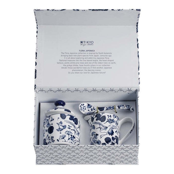 JAPANESE FLORAL STYLE MILK & SUGAR SET - 3 PIECES