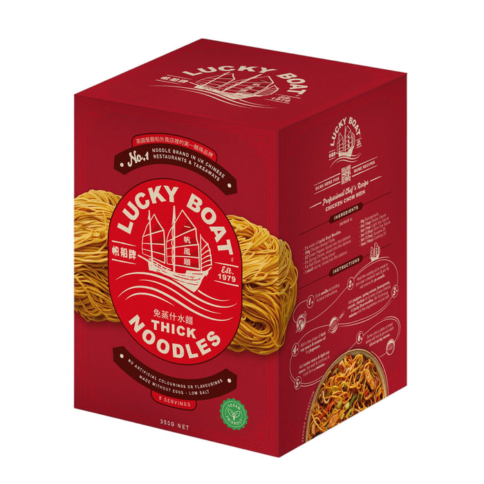 LUCKY BOAT THICK NOODLES RED BOX 350G