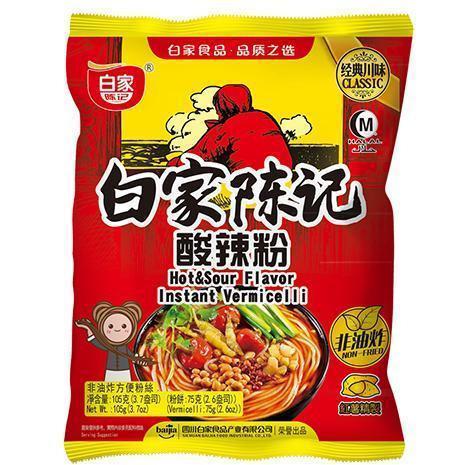 BAIJIA POTATO VERMICELLI BAG SOUR HOT 105G 白家 正宗酸辣方便粉丝