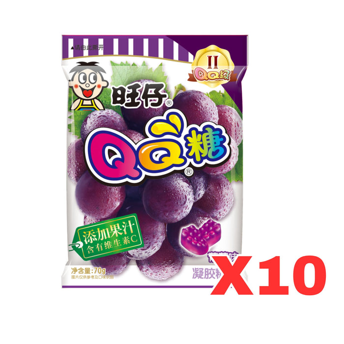 WANT WANT QQ GRAPE SOFT CANDY, CASE OF 10 旺仔QQ糖(葡萄味)(BBD 21/05/2025)