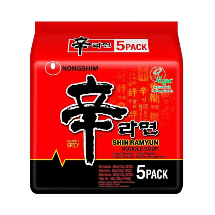 NONGSHIM SHIN RAMYUN 120G, PACK OF 5 農心 辛拉麵