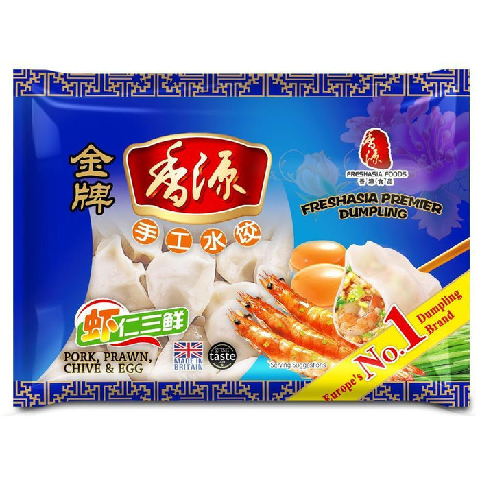 FRESH ASIA PORK PRAWN CHIVE & EGG DUMPLING 400G 香源金牌虾仁三鲜水饺