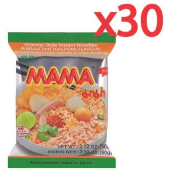 MAMA TOM YUM PORK FLAVOUR NOODLES, Case of 30