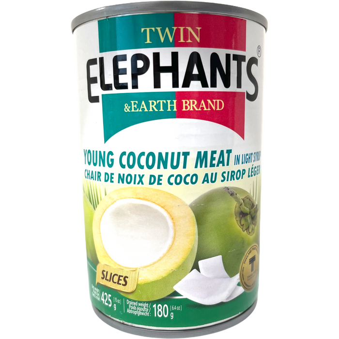 TWIN ELEPHANTS YOUNG COCONUT MEAT IN SYRUP 425G
