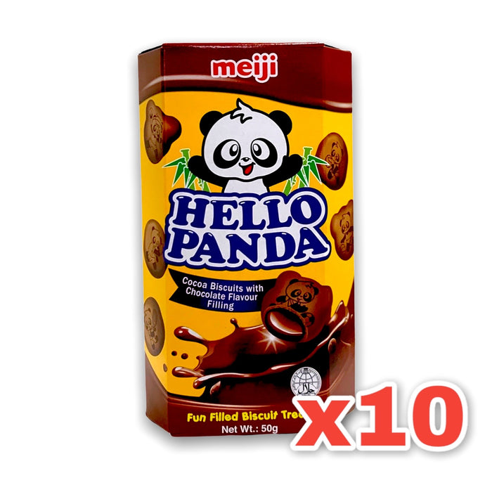 MEIJI HELLO PANDA DOUBLE CHOCOLATE BISCUIT, Case of 10