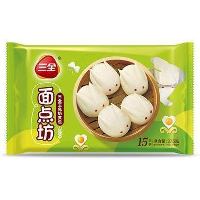 SAN QUAN RABBIT SHAPED CUSTARD BUN 375G - 15 PIECES 三全玉兔奶黃包