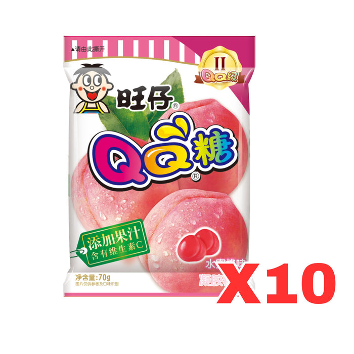 WANT WANT QQ PEACH SOFT CANDY, CASE OF 10 旺仔QQ糖(水蜜桃味) (BBD 22/05/2025)