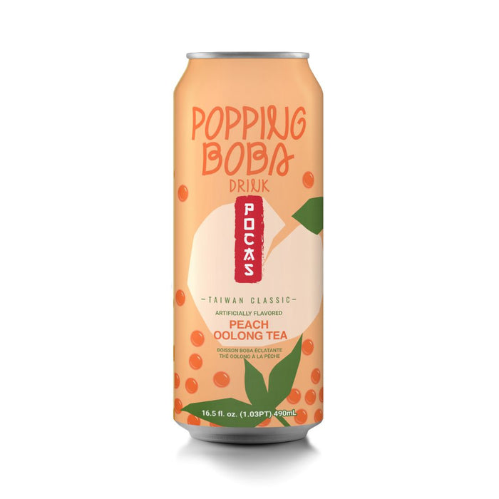 POCAS PEACH OOLONG TEA POPPING BOBA DRINK 490ML