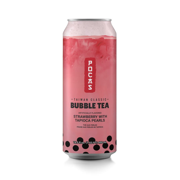 POCAS STRAWBERRY BUBBLE TEA WITH TAPIOCA PEARLS 490ML