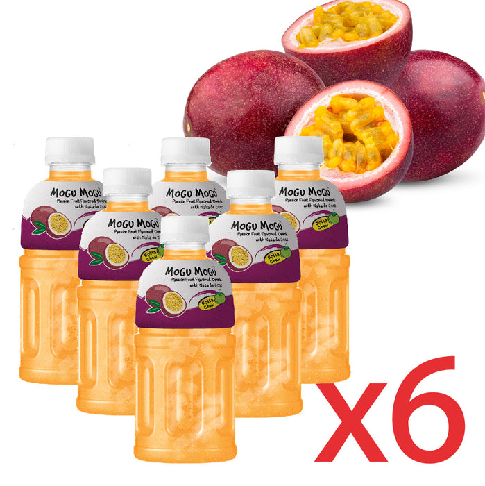 MOGU MOGU PASSION FRUIT NATA DE COCO DRINK, PACK OF 6