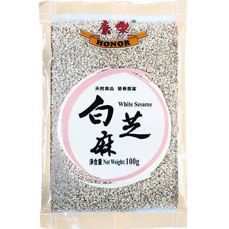HONOR WHITE SESAME SEEDS 100G 康乐带皮生白芝麻