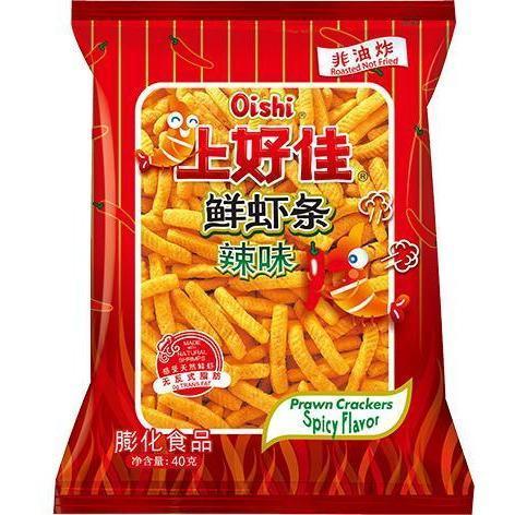 OISHI PRAWN CRACKERS SPICY FLAVOR 40G 上好佳辣虾条 (BBD: 20/02/2024)