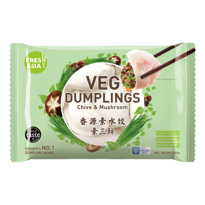 FRESH ASIA CHIVE & MUSHROOM DUMPLINGS 450G 香源素三鮮水餃