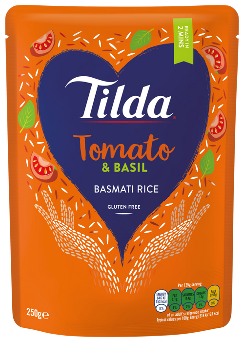 TILDA TOMATO & BASIL RICE 250G