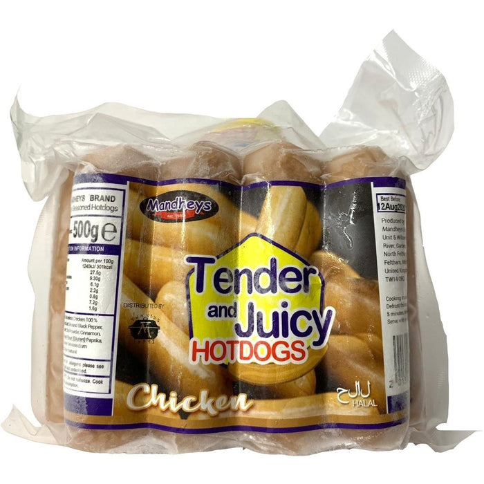 MANDHEY''S TENDER CHICKEN HOTDOGS 500G