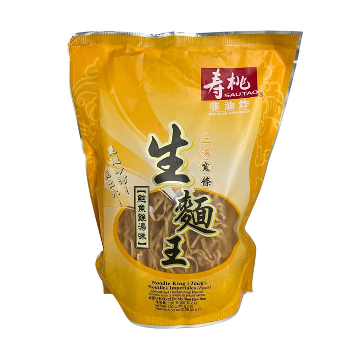 SAU TAO KING ABALONE & CHICKEN SOUP THICK NOODLE 130G 壽桃牌上湯寬條生麵王 (鮑魚雞湯味)