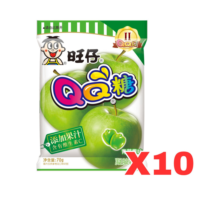 WANT WANT QQ APPLE SOFT CANDY, CASE OF 10 旺仔QQ糖(青蘋果味)(BBD 22/05/2025)