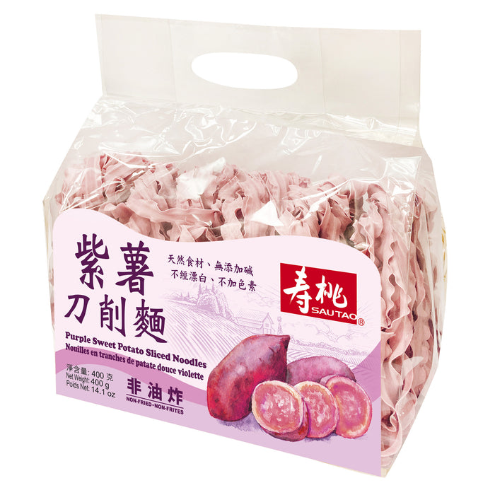 SAU TAO PURPLE SWEET POTATO SLICED NOODLES 400G 壽桃牌紫薯刀削麵
