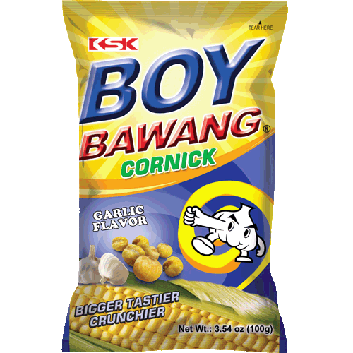 BOY BAWANG CHICHACORN GARLIC FLAVOR CONICK 100G 小米小食 (大蒜味)