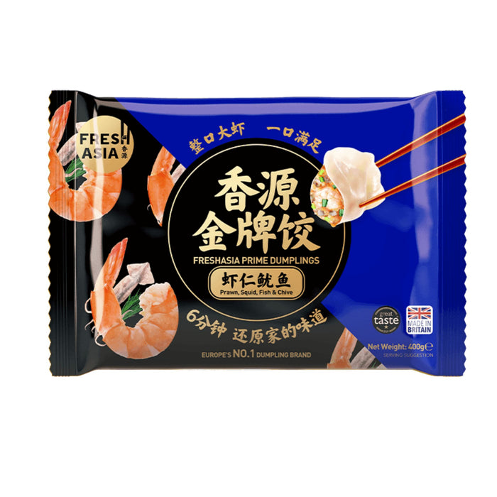 FRESH ASIA MIXED SEAFOOD DUMPLINGS 400G 香源金牌虾仁鱿鱼水饺