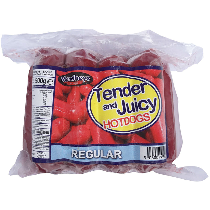 MANDHEY''S TENDER & JUICY PORK HOT DOGS 500G