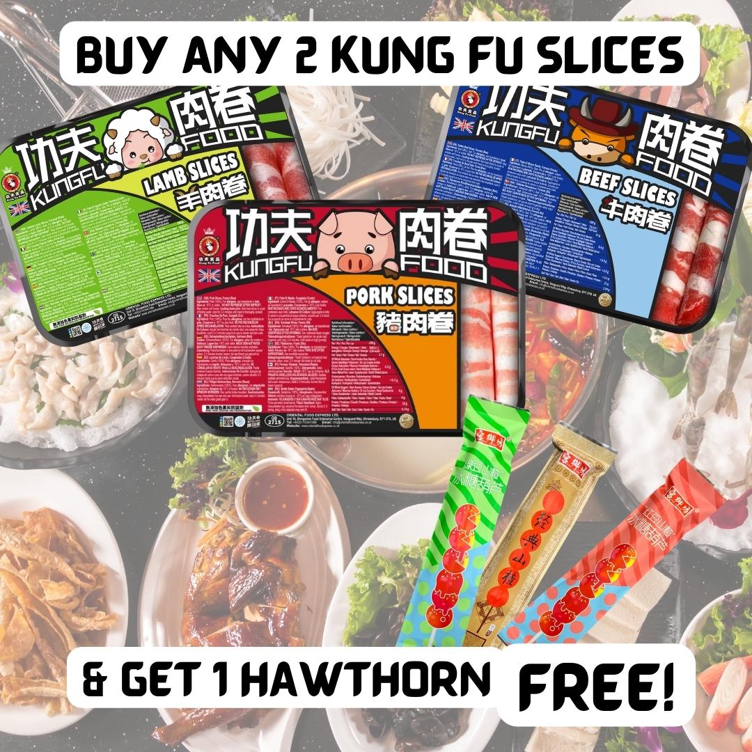 Buy any 2 Kung Fu Meat Slices & get 1 FREE Sugar coated hawthorn for FREE!
