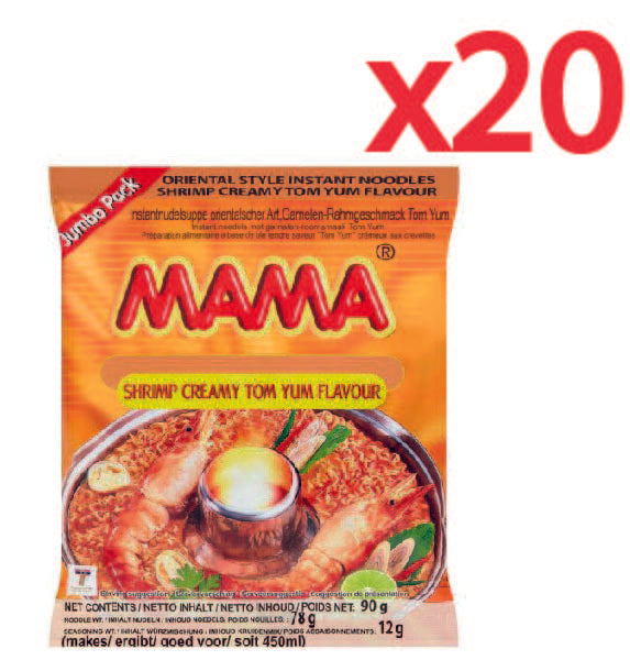 MAMA TOM YUM CREAMY SHRIMP NOODLE 90G, CASE OF 20