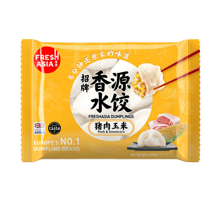 FRESH ASIA PORK &amp; SWEETCORN DUMPLINGS 400G 香源豬肉玉米水餃