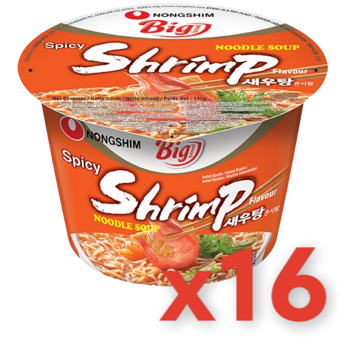 NONGSHIM SHRIMP BIG BOWL NOODLE, Case of 16