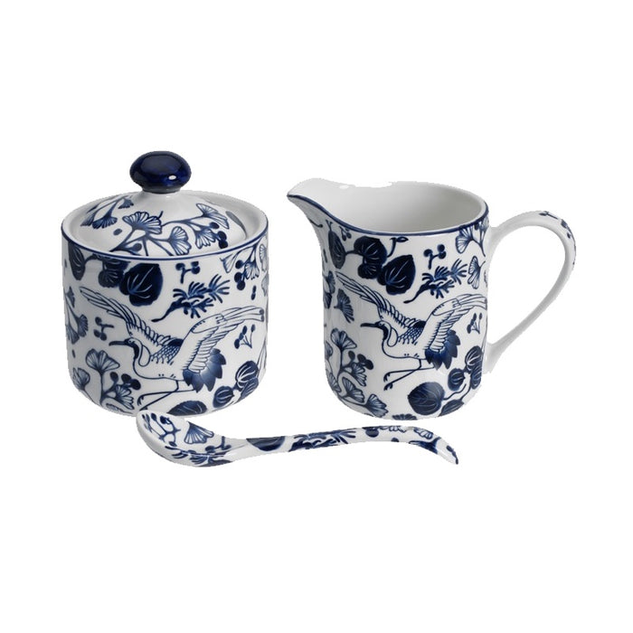 JAPANESE FLORAL STYLE MILK & SUGAR SET - 3 PIECES