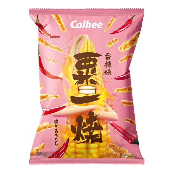 CALBEE HOT &amp; SPICY GRILL A CORN 80G 卡樂B 澱粉一燒 香辣味香脆澱粉米條