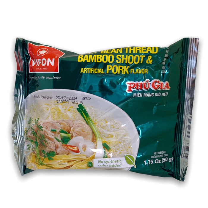 VIFON INSTANT BEAN THREAD BAMBOO SHOOT & ARTIFICIAL PORK FLAVOUR 50G 竹筍豬腳味粉絲