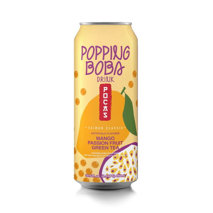 POCAS MANGO PASSION FRUIT GREEN TEA POPPING BOBA 490ML