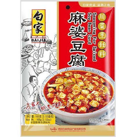 BAIJIA SEASONING FOR SICHUAN DISH - SPICED SOYBEAN CURD FLAVOUR 100G 白家調味料--麻婆豆腐