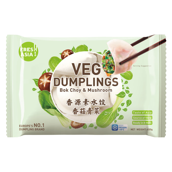 FRESH ASIA BOK CHOY &amp; MUSHROOM DUMPLINGS 450G 香源菇青菜水餃