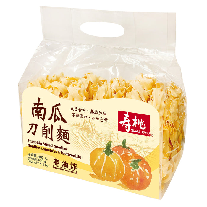 SAU TAO PUMPKIN SLICED NOODLES 400G 壽桃牌南瓜刀削麵